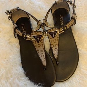 Guess sandals with signature fabric and G charms